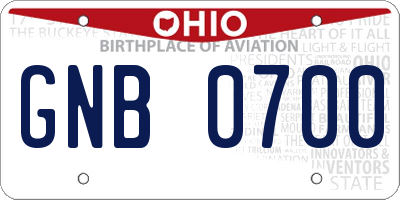 OH license plate GNB0700
