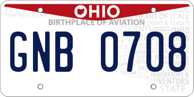 OH license plate GNB0708