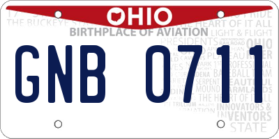 OH license plate GNB0711