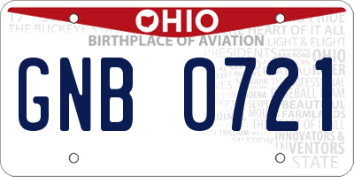 OH license plate GNB0721