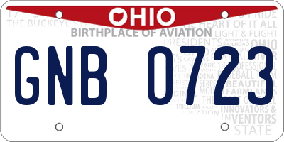 OH license plate GNB0723