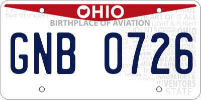 OH license plate GNB0726