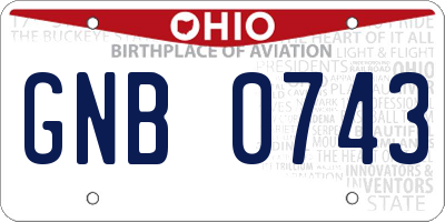 OH license plate GNB0743