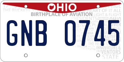 OH license plate GNB0745