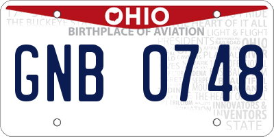 OH license plate GNB0748