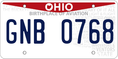 OH license plate GNB0768