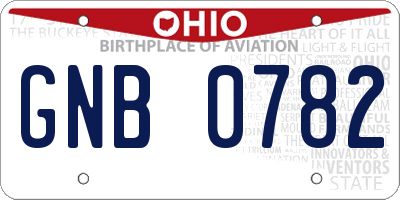OH license plate GNB0782