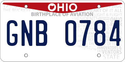 OH license plate GNB0784