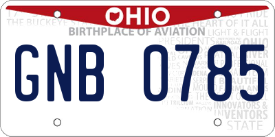 OH license plate GNB0785