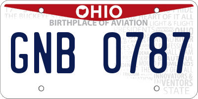 OH license plate GNB0787