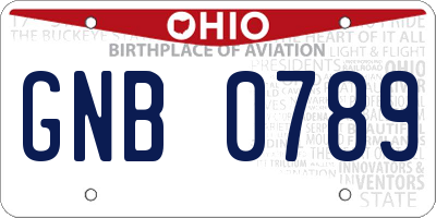 OH license plate GNB0789