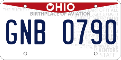 OH license plate GNB0790