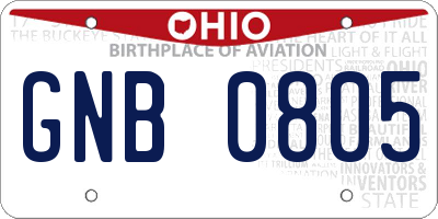 OH license plate GNB0805