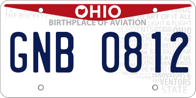 OH license plate GNB0812