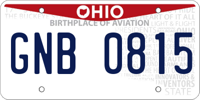 OH license plate GNB0815