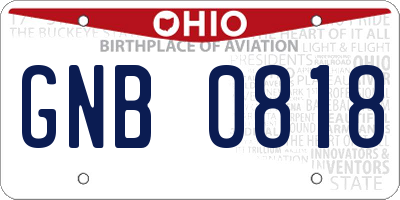 OH license plate GNB0818