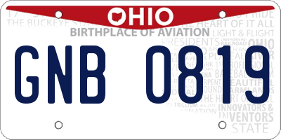 OH license plate GNB0819