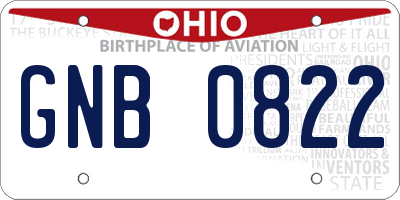 OH license plate GNB0822