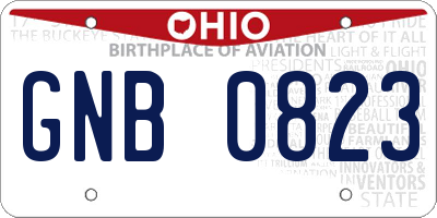 OH license plate GNB0823