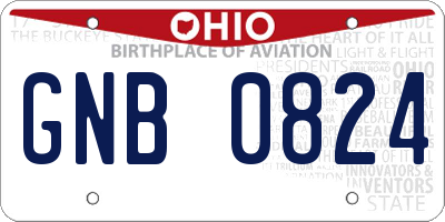 OH license plate GNB0824