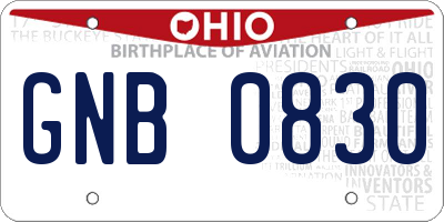 OH license plate GNB0830