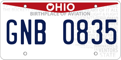OH license plate GNB0835