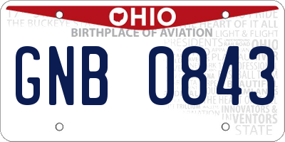 OH license plate GNB0843
