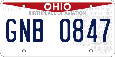 OH license plate GNB0847