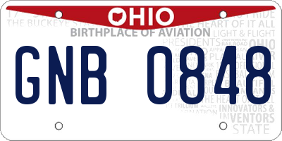 OH license plate GNB0848