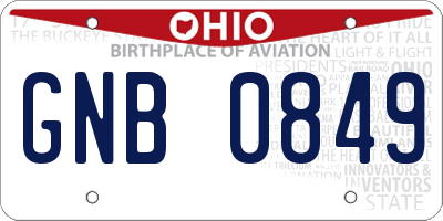 OH license plate GNB0849
