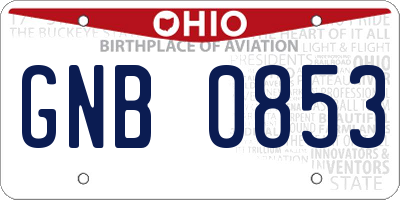 OH license plate GNB0853