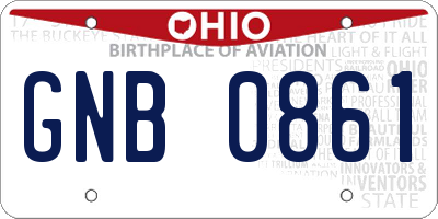 OH license plate GNB0861