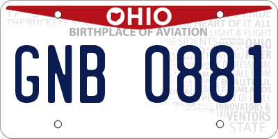 OH license plate GNB0881