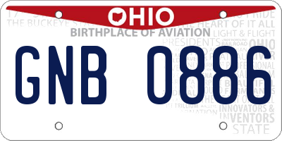 OH license plate GNB0886