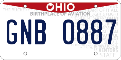 OH license plate GNB0887