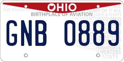 OH license plate GNB0889