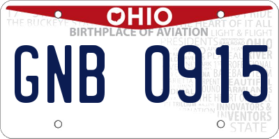 OH license plate GNB0915