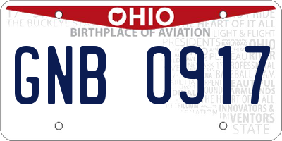 OH license plate GNB0917