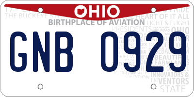 OH license plate GNB0929