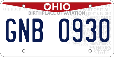 OH license plate GNB0930