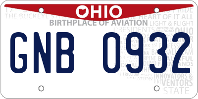 OH license plate GNB0932