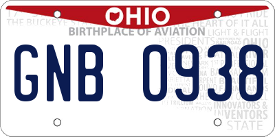 OH license plate GNB0938