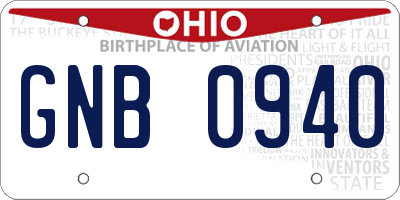 OH license plate GNB0940