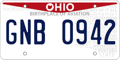 OH license plate GNB0942