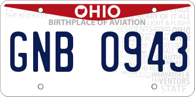 OH license plate GNB0943