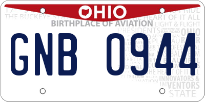 OH license plate GNB0944