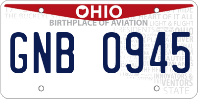 OH license plate GNB0945