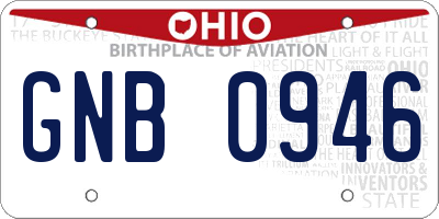 OH license plate GNB0946