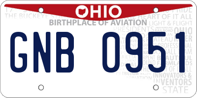 OH license plate GNB0951
