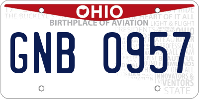 OH license plate GNB0957